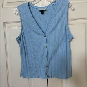 Universal Thread Blue Ribbed V-Neck Blouse